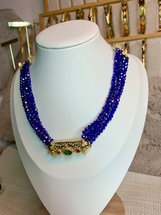 Collier Ras de cou beldi bleu